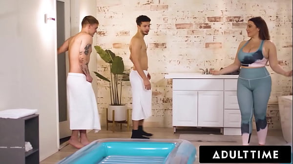 ADULT TIME - Busty Masseuse Natasha Nice DOUBLE NURU MASSAGE &amp_ 3-WAY With Inexperienced Studs!