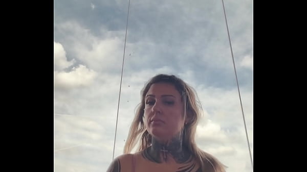 Tattooed woman almost gets kicked out of the gym for wearing a transparent top with hard nipples! She said he was hard because she was very horny at the moment