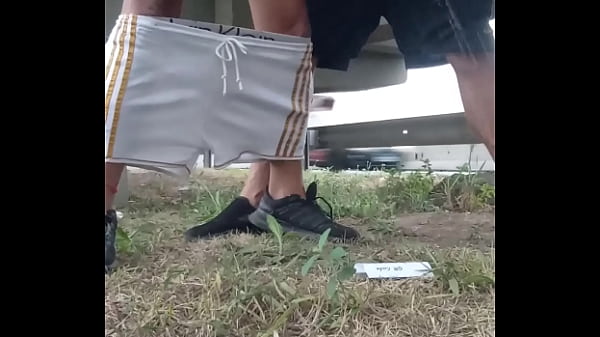 Two gifted guys on the catwalk pissing and fucking hot