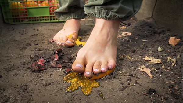 Squashing Tomatoes Barefoot In The Dirt ASMR