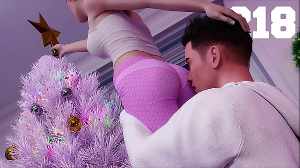 Being A DIK #218 – Brünettes College-Mädchen schiebt meinen Kopf in ihren Arsch, während sie den Stern auf den Baum setzt