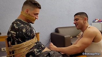 Sam Decker and Lucas Mancinni are soldiers having fun bound and gagged blowjob cum over face | PREVIEW