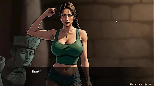 Lara goes to a cave and sits on her friend'_s dick