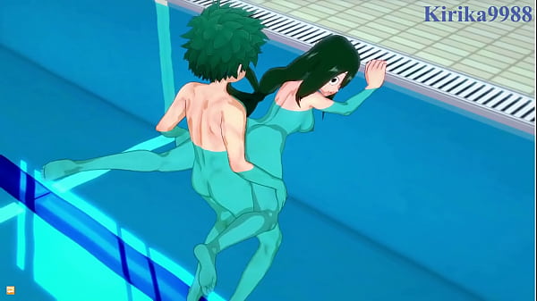 Rumi Usagiyama (Mirko) and Tsuyu Asui and Izuku Midoriya intense sex. - My Hero Academia Hentai