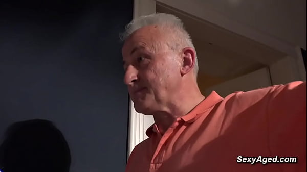 Old grandpa fucks skinny brunette teen in mouth and pussy